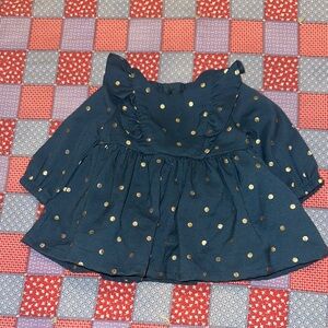Carter's Dark Teal Dress with Gold Dots. Special Occasion Dress.